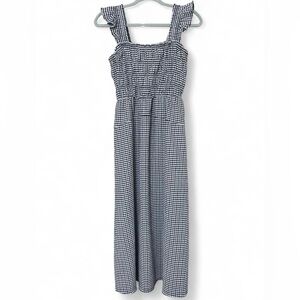 Old Navy Navy & White Gingham Midi Dress Women’s Medium Cottagecore Sundress